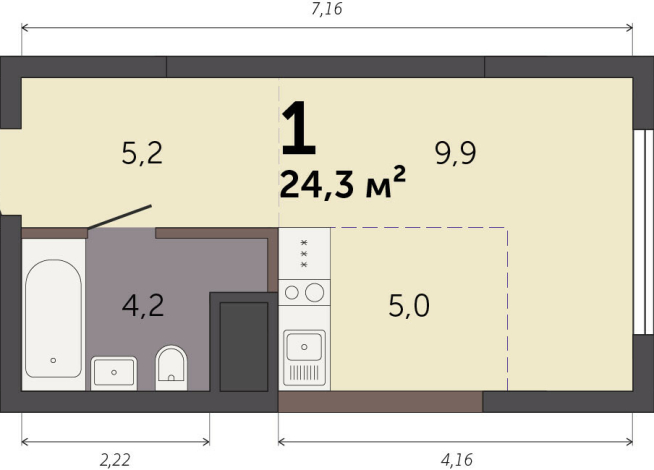 24.30 м² | 9 - 32 эт.