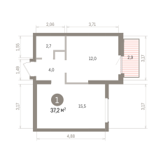 37.00 м² | 3 - 7 эт. 00