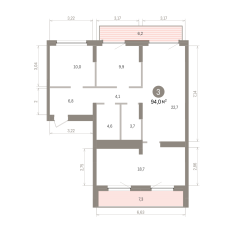 93.00 м² | 9 - 9 эт. 00