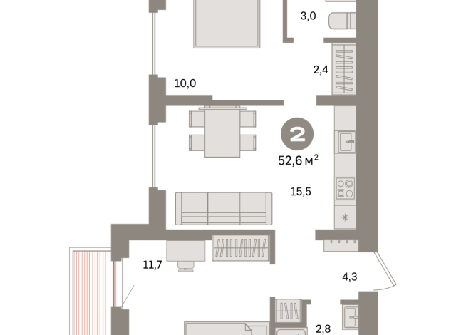 52.00 м² | 7 - 9 эт.