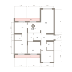 98.00 м² | 9 - 9 эт. 00