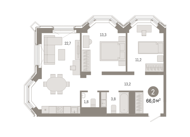 66.00 м² | 3 - 24 эт.