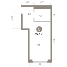27.00 м² | 4 - 16 эт. 00