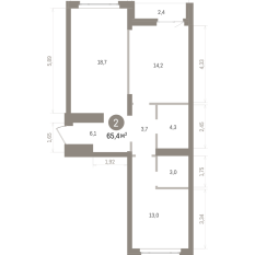 65.00 м² | 4 - 7 эт. 00