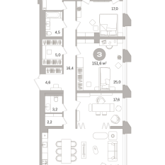 151.00 м² | 4 - 21 эт. 00