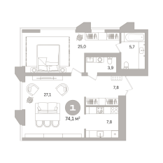 74.00 м² | 5 - 21 эт. 00