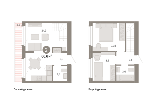 66.00 м² | 8 - 9 эт.