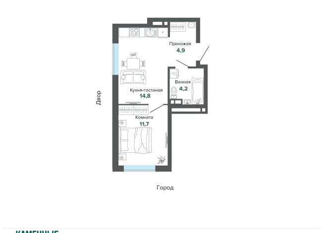 35.60 м² | 7 - 25 эт.