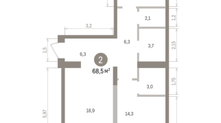 68.00 м² | 2 - 9 эт.