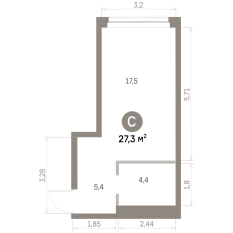 27.00 м² | 3 - 16 эт. 00