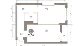 51.00 м² | 9 - 16 эт.