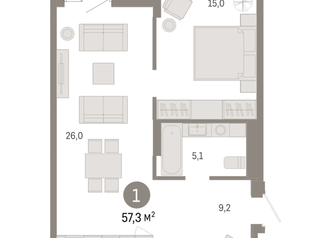 57.00 м² | 10 - 17 эт.