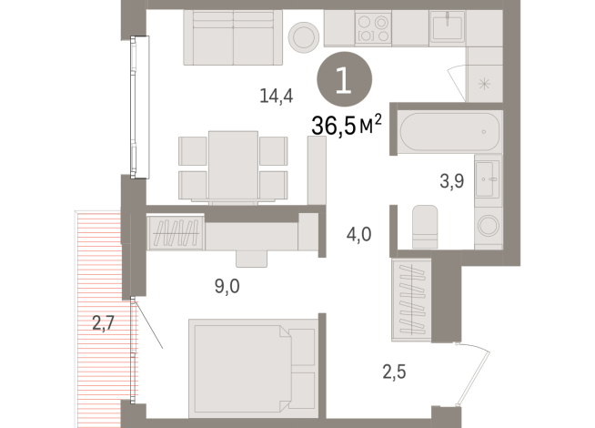 36.00 м² | 5 - 25 эт.