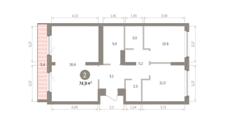 74.00 м² | 8 - 9 эт.