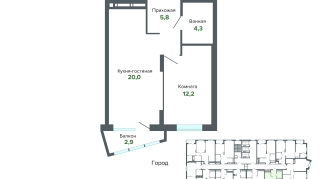 45.12 м² | 25 - 25 эт.
