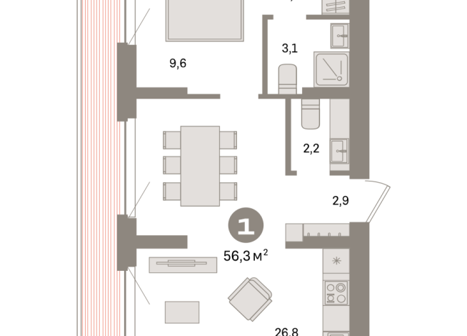 56.00 м² | 8 - 8 эт.