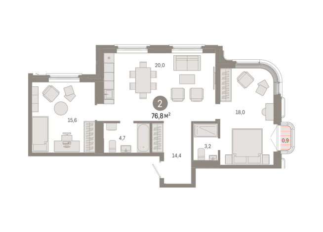76.00 м² | 7 - 9 эт.