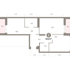 63.00 м² | 2 - 9 эт. 00