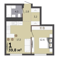 39.80 м² | 3 - 19 эт. 00