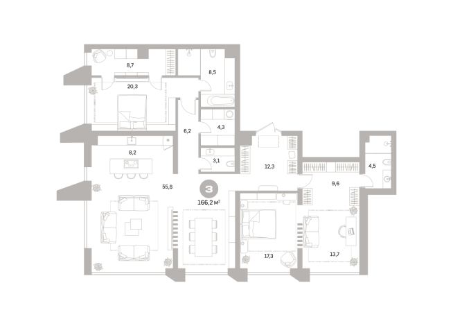 166.00 м² | 21 - 25 эт.