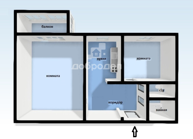 2-к квартира | 42.70 м² | 5 - 9 эт.