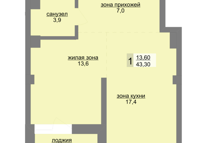 43.70 м² | 13 - 30 эт.