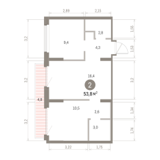 53.00 м² | 9 - 9 эт. 00