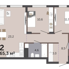 65.30 м² | 6 - 19 эт. 00