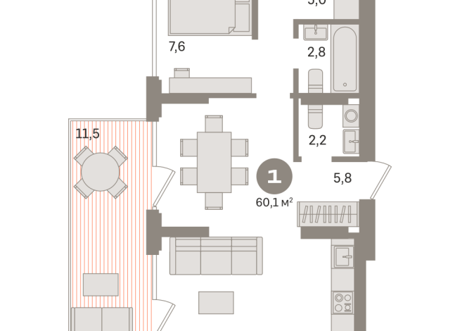 60.00 м² | 1 - 9 эт.