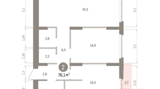 76.00 м² | 13 - 16 эт.