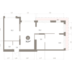 78.00 м² | 21 - 24 эт. 00