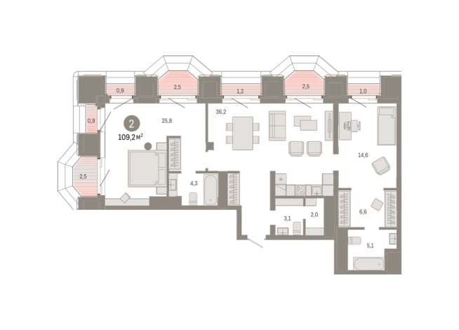 109.00 м² | 23 - 24 эт.