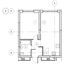 1-к квартира | 41.10 м² | 3 - 11 эт. 01