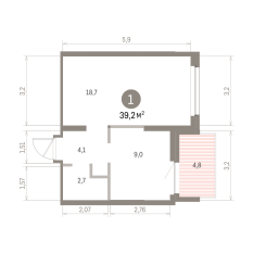 39.00 м² | 9 - 9 эт. 00