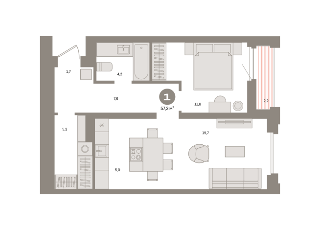 57.00 м² | 4 - 16 эт.
