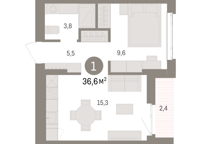 36.00 м² | 5 - 7 эт.