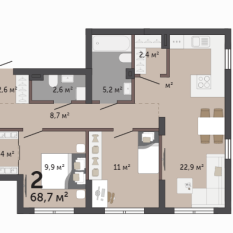68.70 м² | 1 - 9 эт. 11