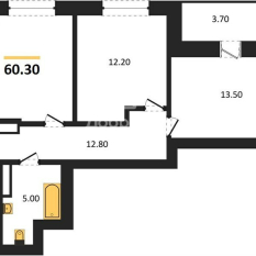 2-к квартира | 60.00 м² | 22 - 25 эт. 01