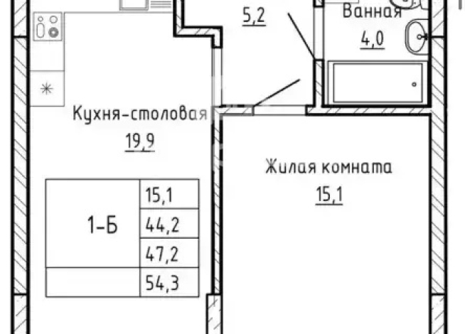 1-к квартира | 44.60 м² | 2 - 16 эт.