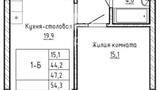 1-к квартира | 44.60 м² | 2 - 16 эт.