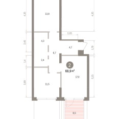 68.00 м² | 2 - 7 эт. 00
