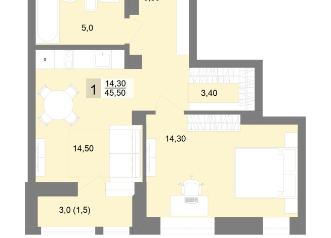 45.50 м² | 9 - 30 эт.