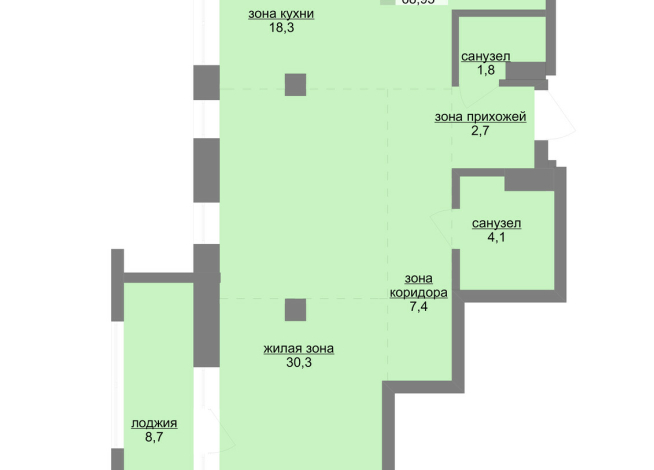 69.50 м² | 8 - 30 эт.