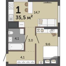 35.50 м² | 8 - 30 эт. 00
