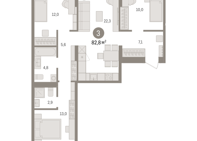 82.00 м² | 4 - 7 эт.