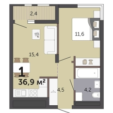 36.90 м² | 5 - 19 эт. 00