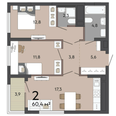 60.40 м² | 20 - 23 эт. 00