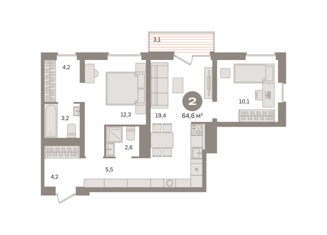 64.00 м² | 4 - 8 эт.