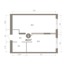 49.00 м² | 8 - 9 эт. 00