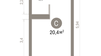 20.00 м² | 13 - 16 эт.